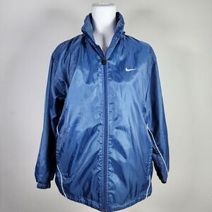 Vintage Nike 90s Windbreaker Swoosh Jacket Womens Medium Lightweight‎ Hood Y2K